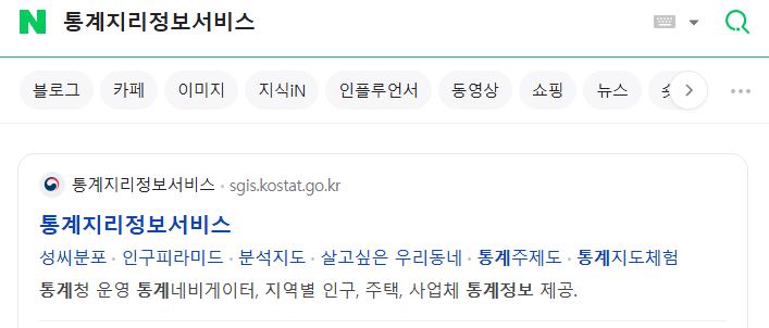 통계지리 정보서비스 검색하는 사진
